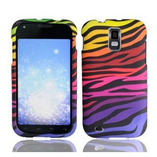 Samsung Galaxy S II S2 S 2 / SGH T989 T Mobile TMobile / Hercules Black with Color Rainbow Zebra Animal Skin Design Rubber Feel Snap On Hard Protective Cover Case Cell Phone Cell Phones & Accessories