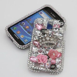 3D Swarovski Crystal Diamond Bling Silver Crown Design Case Cover for Samsung Galaxy S2 S 2 II T Mobile SGH T989 (Handcrafted by BlingAngels) Cell Phones & Accessories