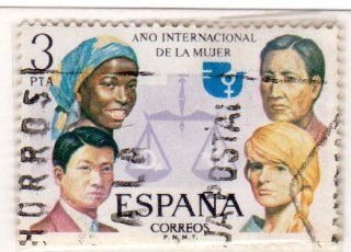 Postage Stamps Spain. One Single 3p Multicolored Equality Between Men and Women Stamp Dated 1975, Scott #1889. 