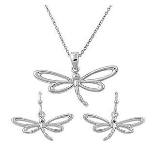 Rhodium Plated Firefly Brass Necklace and Earring Set   Adjustable Necklace 16" Jewelry Sets Jewelry