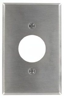 Leviton SSJ7 40 1 Gang, 1 Receptacle 1.406  Inch Diameter Stainless Steel, Midway Size Wallplate, Stainless Steel   Switch Plates  