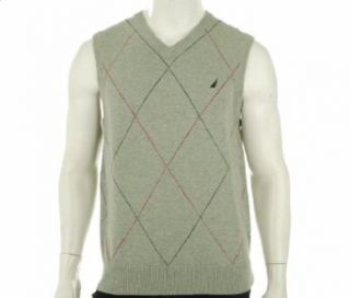 Nautica V Neck Sweater Vest Grey Heather M at  Mens Clothing store