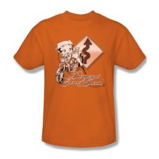 Betty Boop   Dangerous Curves Adult T Shirt In Orange Clothing