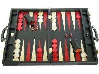 Zaza & Sacci Leather Backgammon Set   Board Game   20" Black Case Toys & Games