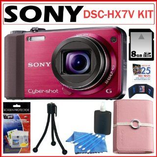 Sony Cyber Shot DSC HX7V/R 16.2 MP with 10x Optical Zoom in Red + 8GB Accesso Point And Shoot Digital Camera Bundles  Camera & Photo