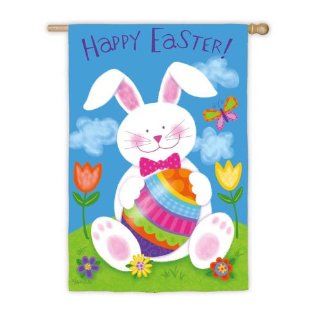 Cheery Spring "Happy Easter" Bunny Rabbit Decorative Outdoor Flag 43" x 29"  Patio, Lawn & Garden