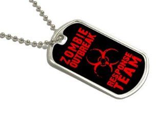 Zombie Outbreak Response Team Red   Dog Tag Keychain Automotive