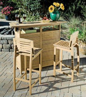 Home Style 5660 998 Bali Hai 3 Piece Outdoor Bar Cabinet and Stools, Teak Finish  Outdoor And Patio Furniture  Patio, Lawn & Garden