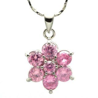 Meinianhua Genuine Jewelry Pink Cz Plumeria Flower Aaa Zircon Pendant Necklace Jewelry