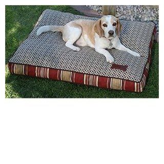 Slumber Jax Dog Bed Indoor Outdoor Pillow Brown Rings with Cardinal Stripes  Pet Beds 