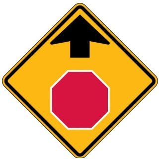 Tapco W3 1 High Intensity Prismatic Warning Sign, Legend "Stop Ahead (Symbol)", 30" Width x 30" Height, Aluminum, Black/Red on Yellow/White Industrial Warning Signs