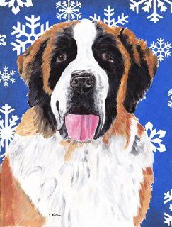 Saint Bernard Winter Snowflakes Holiday Flag Canvas House Size  Other Products  Patio, Lawn & Garden