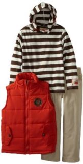 Kids Headquarters Boys 2 7 Vest With Stripes Hooded Tee And Pants, Orange, 6 Clothing