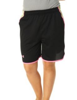 Under Armour Womens UA Loose Heatgear Basketball Shorts Black w/Green Sides S  Clothing