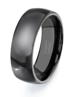 Tungsten Carbide Classic Black Mens Wedding Band Ring Size 8, 9, 10, 11, 12, 13 Clothing