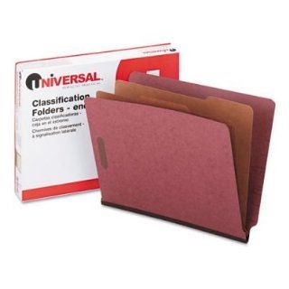 Universal 10315 Pressboard End Tab Classification Folders, Letter, Six Section, Red, 10/Box  End Tab Shelf File Folders 