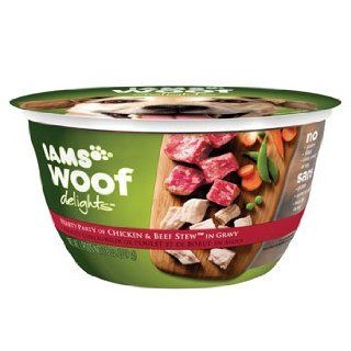 Iams Woof Delights Hearty Party of Chicken & Beef Stew in Gravy Wet Dog Food  Canned Wet Pet Food 