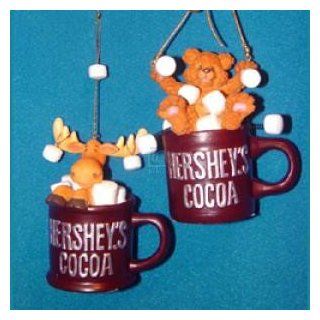 4" RESIN HERSHEY MUG ORNAMENT, SET OF 2 ASSORTED WITH REINDEER & WITH BEAR   Christmas Ornament   Decorative Hanging Ornaments