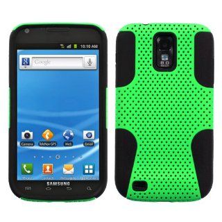 Hybrid Mesh Design Green/Black Snap On Protector Case for (T Mobile Version Only) Samsung Galaxy S II / S2 + 4.5 Inches Lens/Screen Cleaning Cloth Cell Phones & Accessories