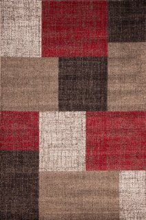 Contemporary designer rug woven red "4 sizes availlable" 2ft6"x4ft9"   Area Rugs