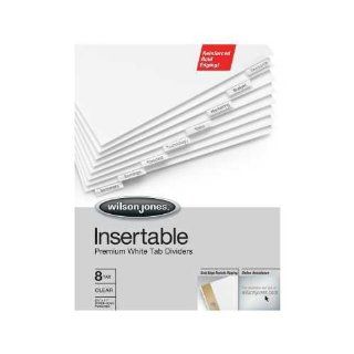 Wilson Jones Gold Pro Insertable Tab Index, Clear Eight Tab, Letter, White Sheets  Binder Index Dividers 