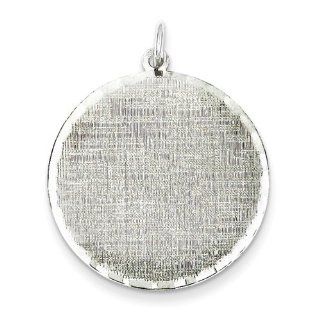 Sterling Silver Engraveable Round Patterned Disc Charm 27mmx25mm Jewelry