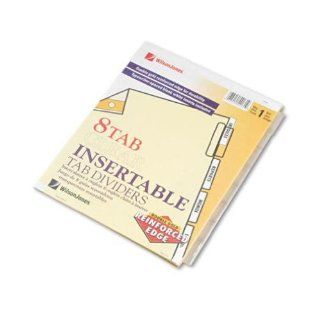 Wilson Jones Insertable Dividers  Gold Line, 8 Tab Set, Clear Tabs on Buff Paper (W54131A)  Binder Index Dividers 