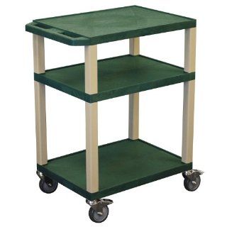 H. Wilson Tuffy Multi Purpose Utility Cart with Chrome Casters Hunter Green and Putty   Kitchen Storage Carts