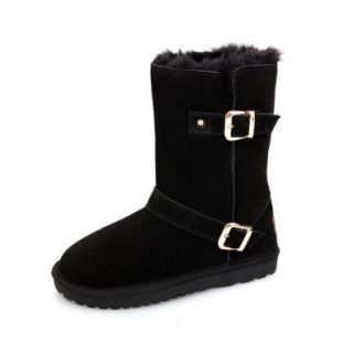QueenFashion Women's Sweet Warm Most able Ankle Snow Boots with Metal Buckles Shoes