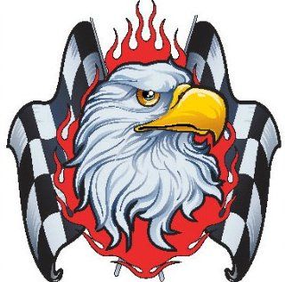 Lethal Threat Decals Checkered Flag Eagle LT00148 Automotive