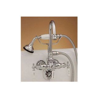 3 Handle Tub Diverter Faucet Valve with Handheld Shower Finish Chrome   Bathtub Faucets  