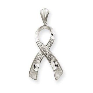 14K Gold Breast Cancer Awareness Charm (14K White Gold) Clasp Style Charms Jewelry