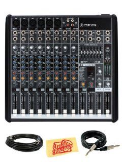 Mackie ProFX12 12 Channel Compact Effects Mixer Bundle with XLR Cable, Instrument Cable, and Polishing Cloth Musical Instruments