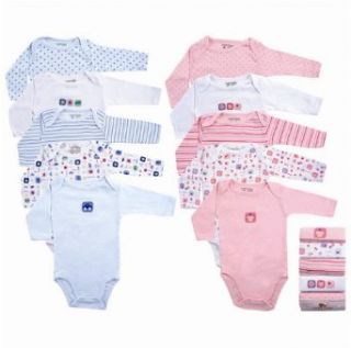 Luvable Friends 5 Pack Long Sleeve Bodysuits, Blue, 0 3 months Clothing