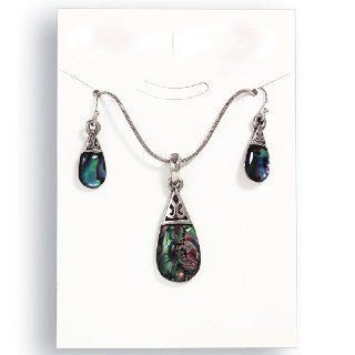 Paua (Abalone) Shell Necklace and Earring Set Pendant Necklaces Jewelry