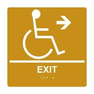 ADA Exit Right Braille Sign RRE 14792 99 WHTonGLD Enter / Exit  Business And Store Signs 