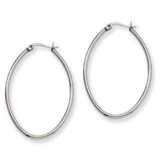 Stainless Steel 30mm Diameter Oval Hoop Earrings Jewelry