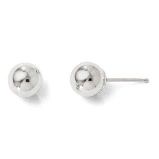 Leslies 14K White Gold Polished 6mm Ball Post Earrings Jewelry