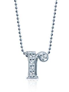 Alex Woo "Little Letters" Diamond and 14k White Gold Letter R Pendant Necklace, 16" Jewelry