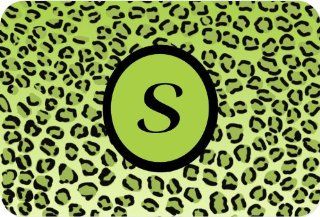 Rikki KnightTM Letter "S" Initial Lime Green Leopard Print Monogrammed Large glass Cutting board Kitchen & Dining