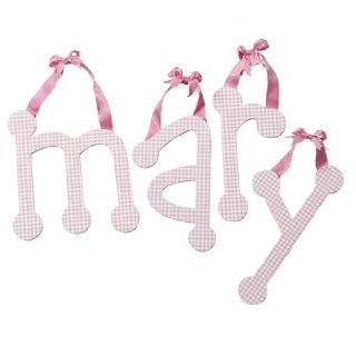 Pink Gingham Hanging Letter  Baby