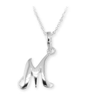 925 Sterling Silver Alphabet Letter M Pendant Necklace Jewelry