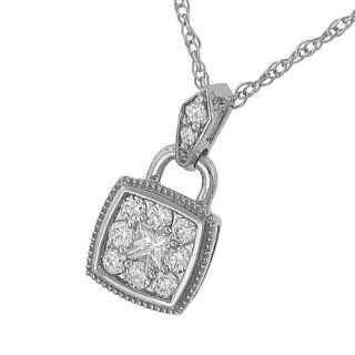 Necklace with Diamond Square Shape Pendant Chain Necklaces Jewelry