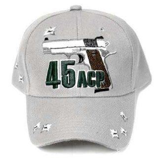 GREY 45 ACP COLT PISTOL GUN REVOLVER HAT CAP ADJ NEW Sports & Outdoors