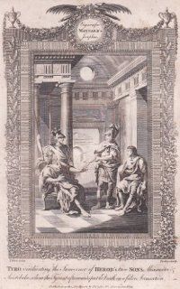 Original Engraving "Tyro Vindicating the Innocence of Herod's Two Sons, Alexander & Aristobulus, Whom the Tyrant Afterwards Put to Death on a False Accustation" Illustrator T. West, Delin. Engraver Tookey, Sculp. Taken From Circa 1780 Fal