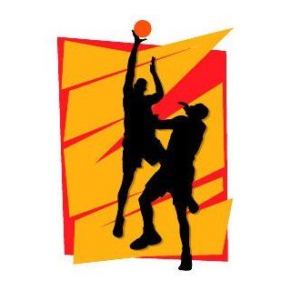 6" Printed color basketball jumpshot duel red yellowsticker decal for any smooth surface such as windows bumpers laptops or any smooth surface. 