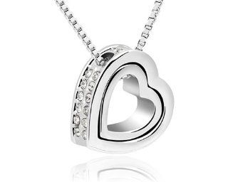 Ninabox Always In My Heart SWAROVSKI ELEMENT Crystal Double Heart Pendant Necklace Chain. NSZ03011SW Jewelry