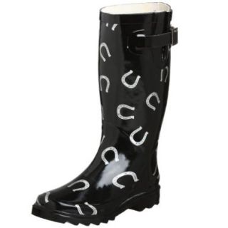 Chooka Women's Signature Horseshoe Rain Boot, Black, 11 M US Shoes