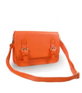 Women's Orange crossbody Rose gold toned hardware Top zip closure Handbag A128 Clothing
