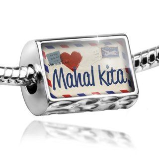 Charm I Love You Filipino Love Letter from the Philippines   Bead Fit All European Bracelets, Neonblond Jewelry
